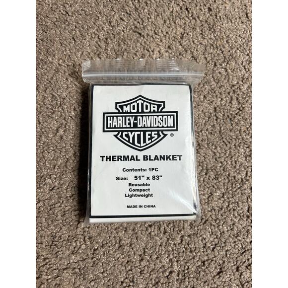 Harley Davidson Thermal Blanket Reusable Compact Lightweight 51" X  83” - Picture 1 of 2